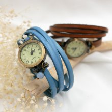 Reloj vintage multigiro de piel con cierre ajustable