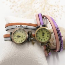 Reloj de pulsera de piel de doble vuelta personalizable dúo de colores